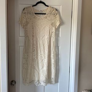 Cato cream lace short sleeve dress